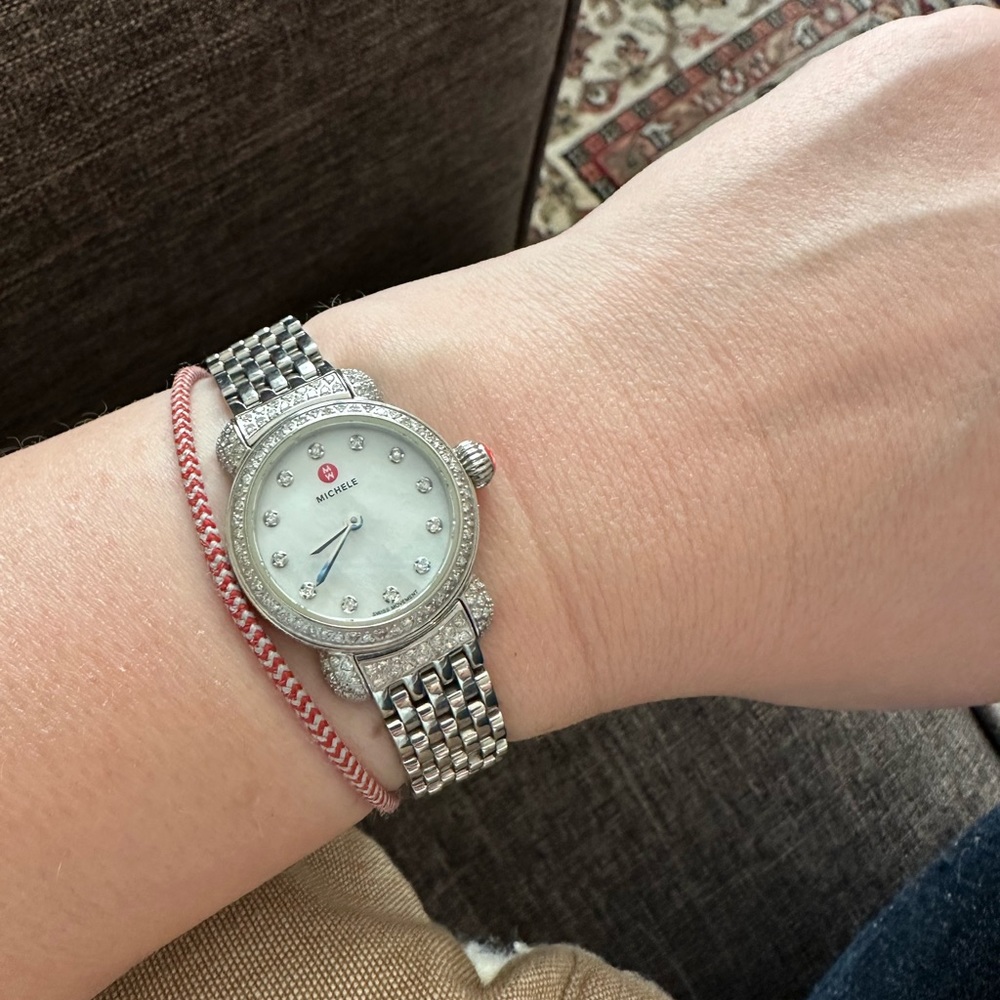 Authentic Michele Watch Petite CSX - Stainless Bracelet W MOP, and diamonds